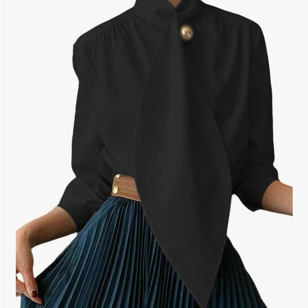 Elegant Black Women's Top with long tie M
Broch not included NEW